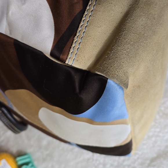 Coach Hamptons OP ART Scarf Print, Suede And Leather Tote C06M - 10116 Vintage - Picture 12 of 17